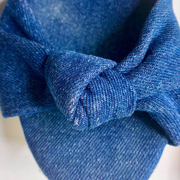 MIA Blue Denim Knot Espadrille Wedge Sandals Cork Size 8.5 Open Toe - Picture 6 of 11